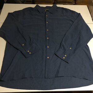 Nat Nast Men's XL Long Sleeve button Shirt Blue Silk Blend Luxury Originals